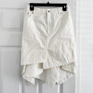 Sacai Asymetrical Denim Mini Skirt in White, size "1" (Fits like a US size 2 or